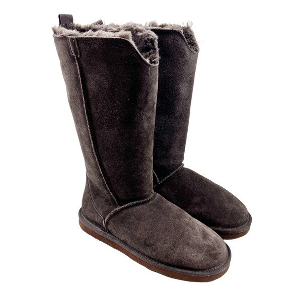 Lamo Dark Brown Bellona Tall Suede Boots Pull On Womens Size 9 Perfect Condition - Picture 1 of 10